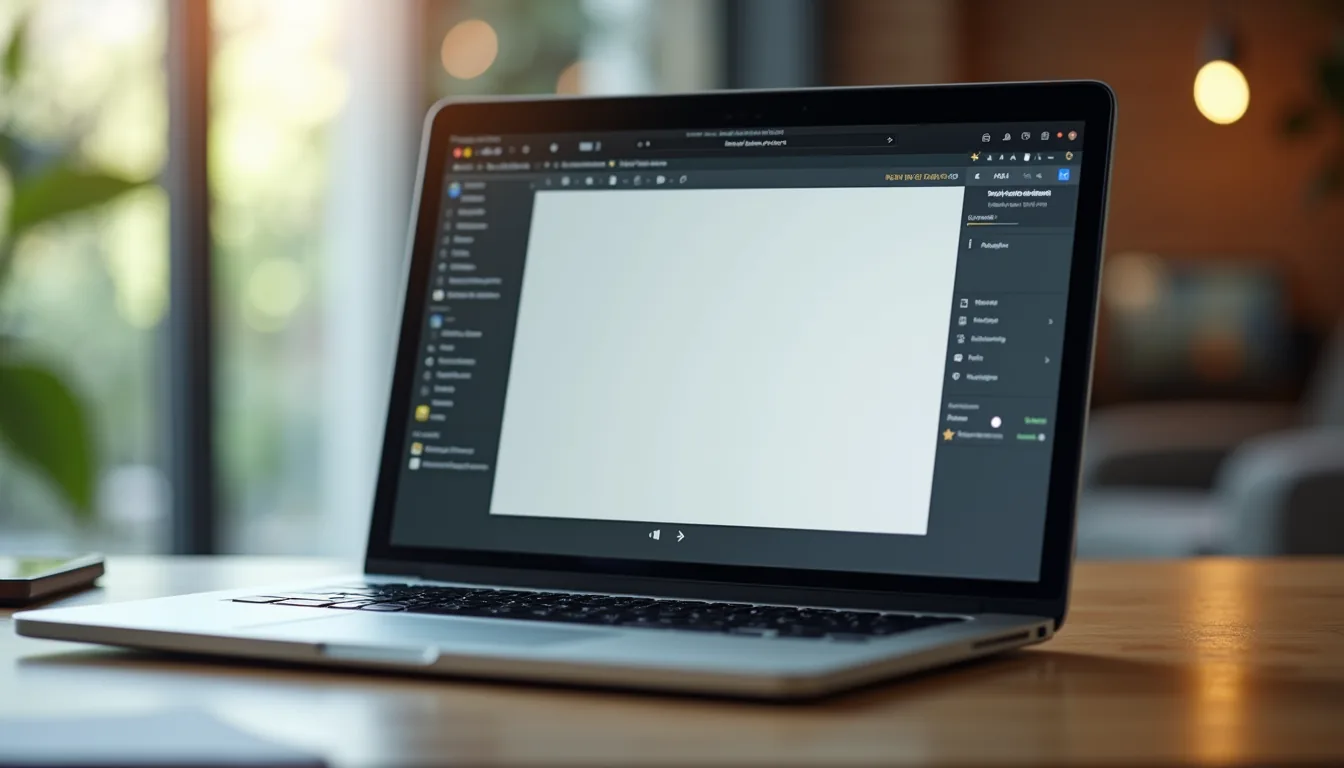Eye-level view of a laptop screen showing a simple website layout
