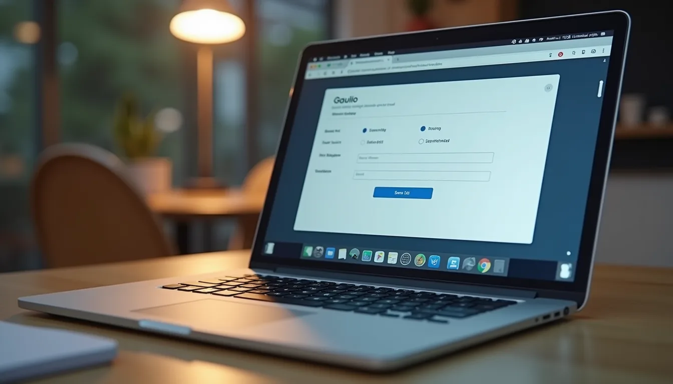 Eye-level view of a laptop screen showing an online booking form
